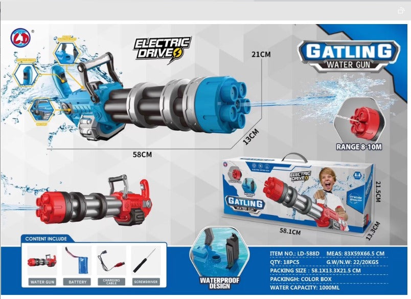 Electric Rotating Barrel Gatling Water Gun