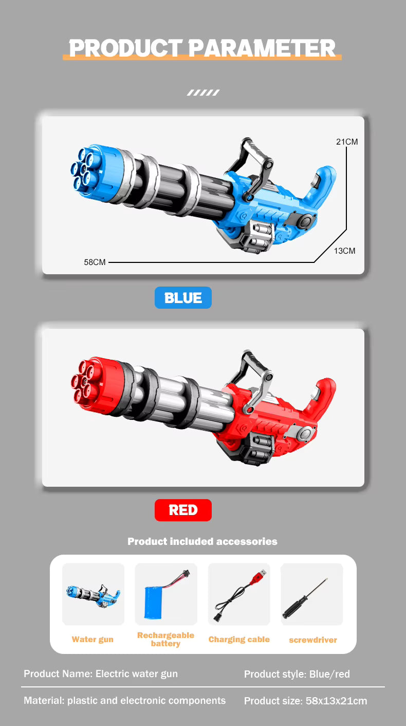 Electric Rotating Barrel Gatling Water Gun
