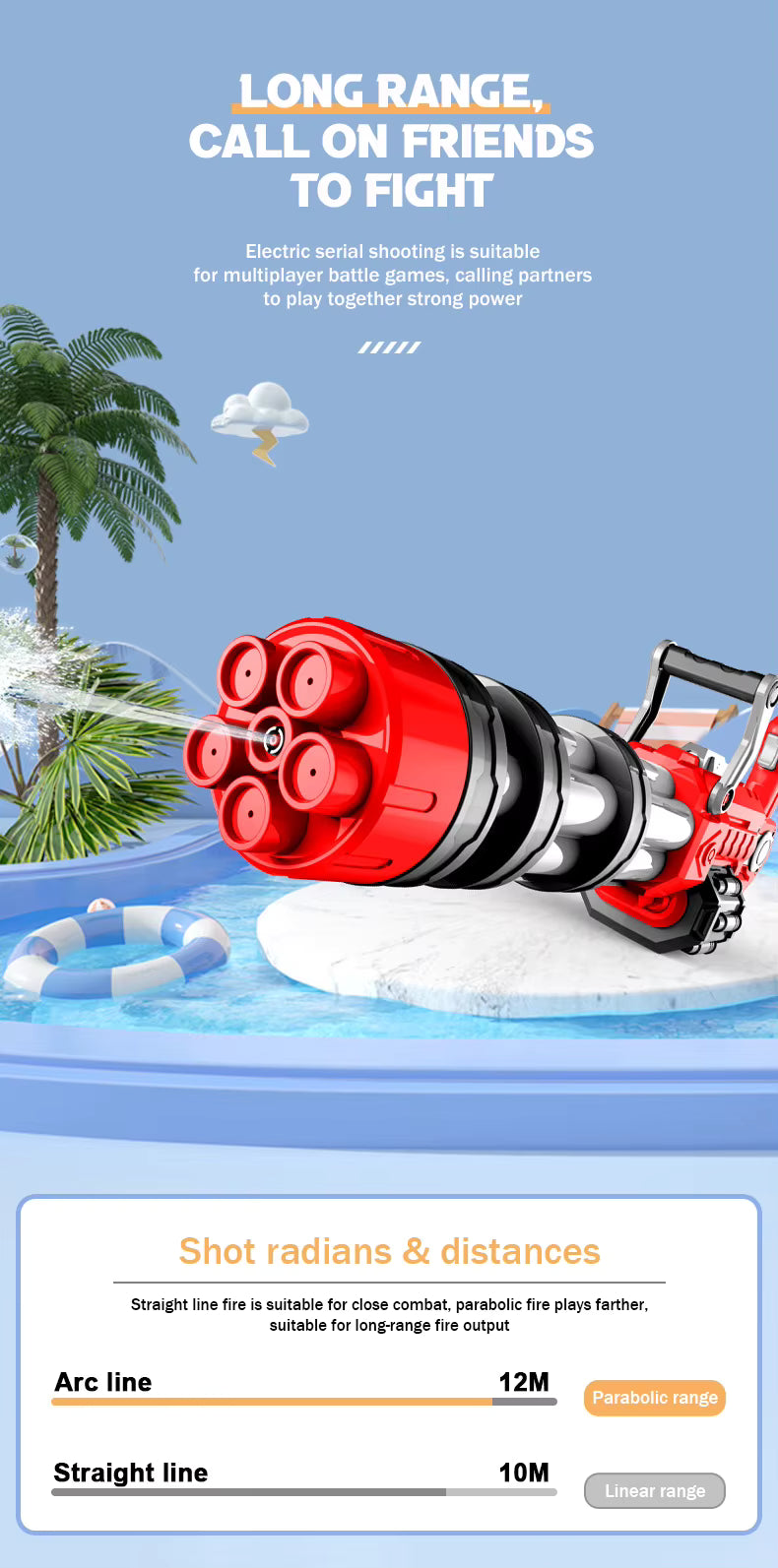 Electric Rotating Barrel Gatling Water Gun