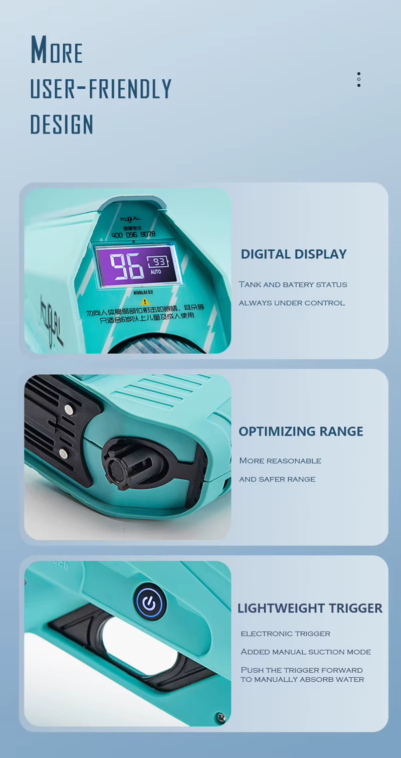 Kublai S2 Electric Squirt Auto Refill Water Gun Summer Pool Beach Toy