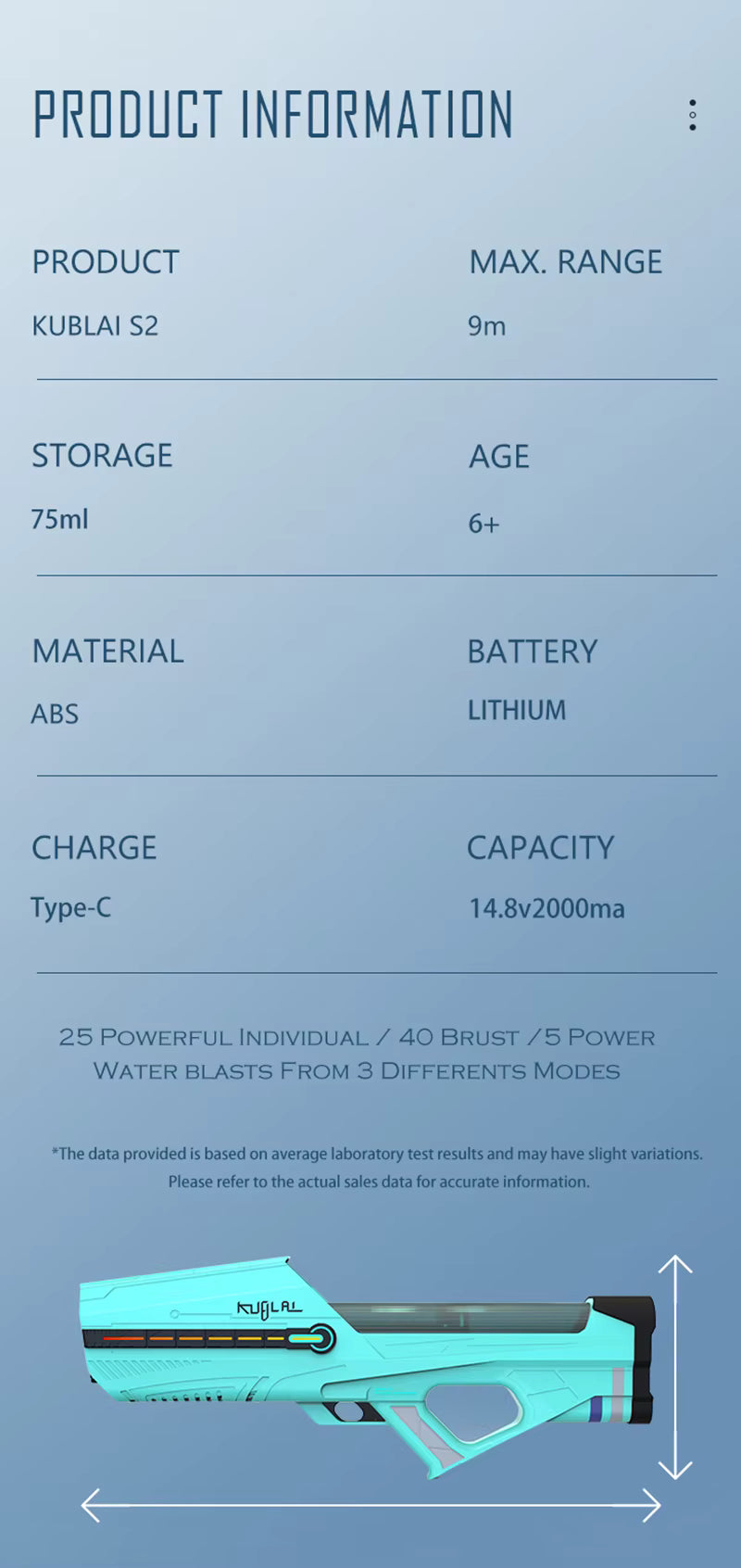 Kublai S2 Electric Squirt Auto Refill Water Gun Summer Pool Beach Toy