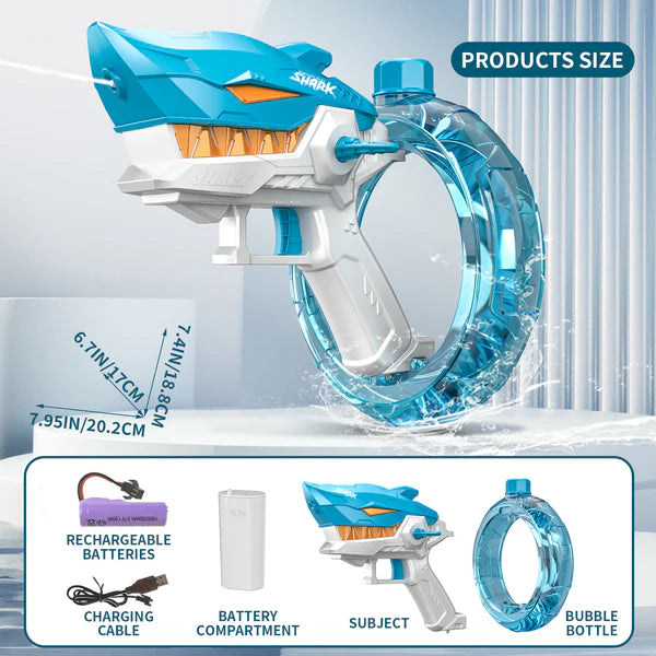 Shark Electric Water Gun – Automatic Absorption Blaster for Kids & Adults